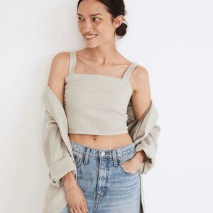 Madewell Breezewoven Abbie Crop Top Ashen Sage XL NWT